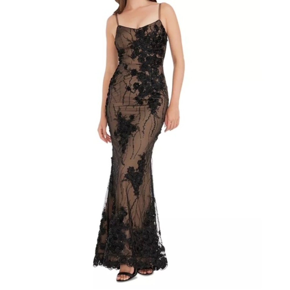 Dress‎ The Population - Giovanna Floral Mesh Appliqué Gown